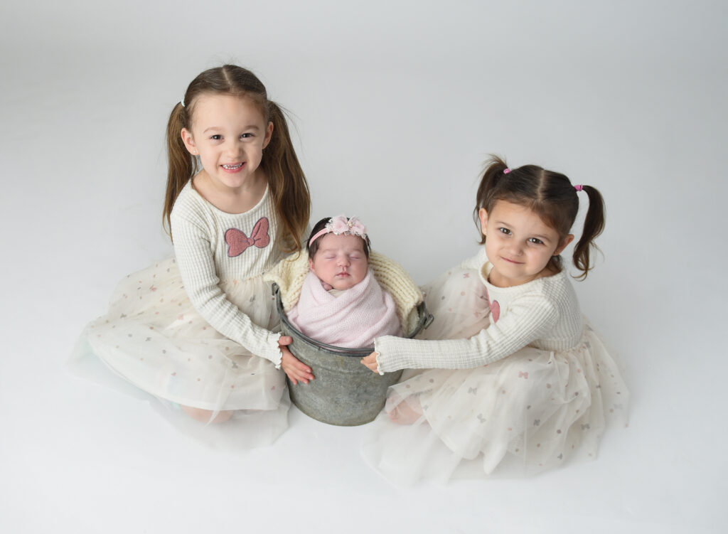 3 sweet sisters photographed at my cozy studio located in Wallingford, CT 